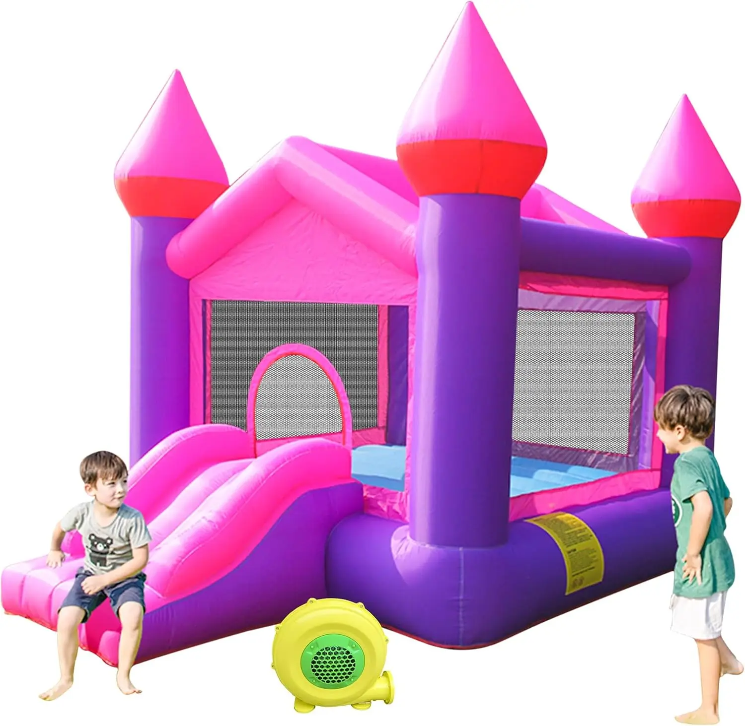 Hüpfburg, aufblasbares rosa Hüpfhaus für Kinder von 3–6 Jahren, Hüpfburg mit Rutsche für große Kinder, aufblasbare Hüpfburg, Hüpfburg
