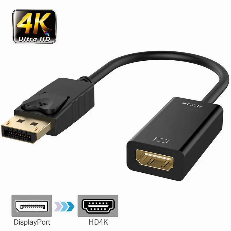 

Переходник DP в HDMI-совместимый с 4K кабель UHD, Переходник штекер-гнездо для ноутбука HP/DELL, ПК, порт дисплея в 1080P HDTV, видеокабель, конвертер