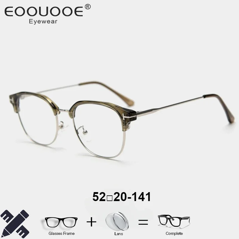 2024 Brand Design Fashion Women's Glasses Frame TR90+Metal Half Frame Making Optics Prescription Eyglasses TF2358