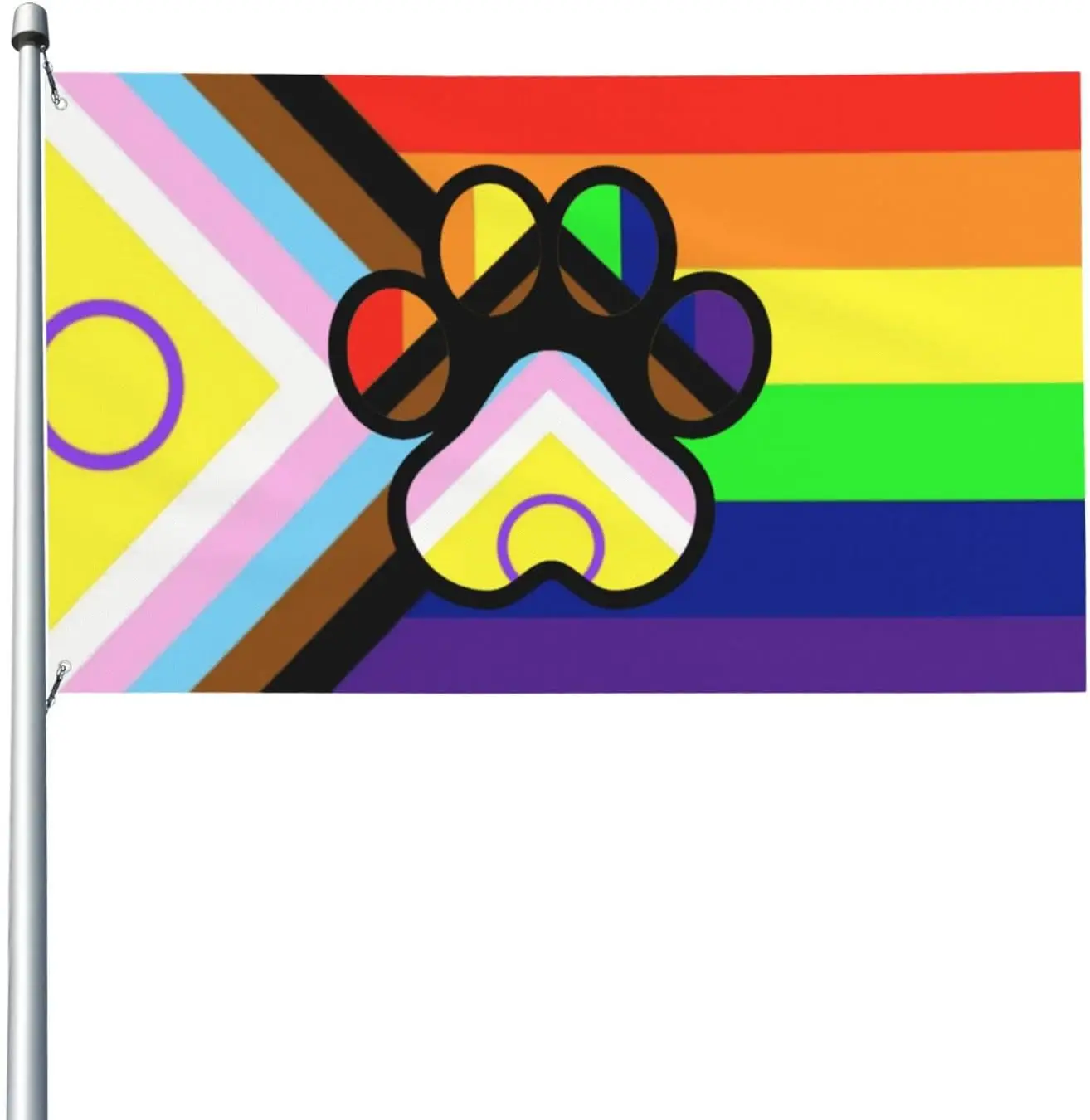 Flagnshow 100% Polyester New Intersex Progress Gay Pride Furry Paw Flag