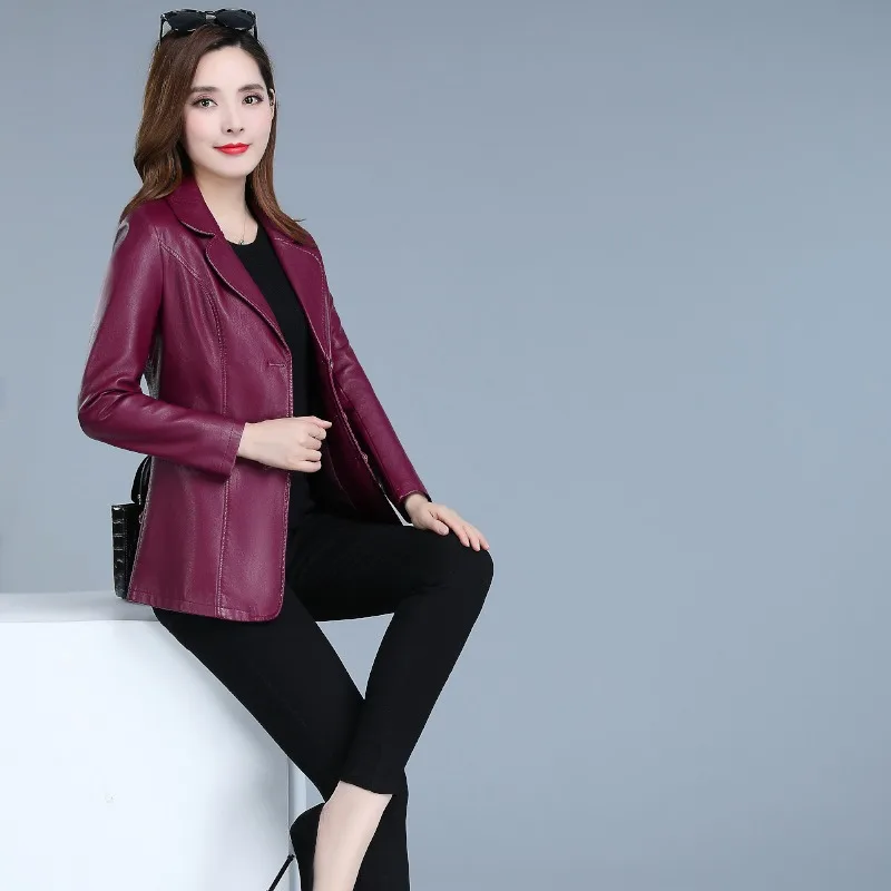 Causal Women\'s Leather Jackets Female Leather Coat PU Jacket  New Fashion Long Wild Women Clothing Korean Fashion Slim Coats