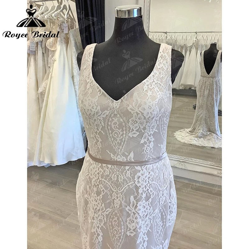 Luxo boho o-neck manga curta boné de renda apliques sereia vestidos de casamento tule vestidos de noiva sexy voltar botão varrer