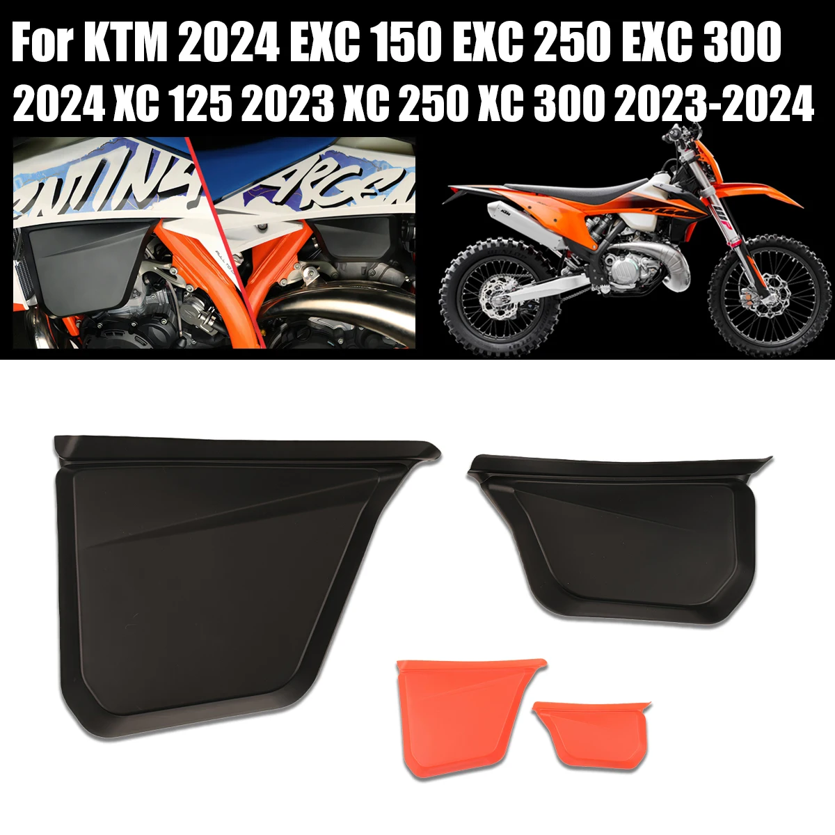 

Pair Left Right Fuel Tank Cover Guard Protector For KTM 2024 EXC 150 EXC 250 EXC 300 2024 XC 125 2023 XC 250 XC 300 2023-2024