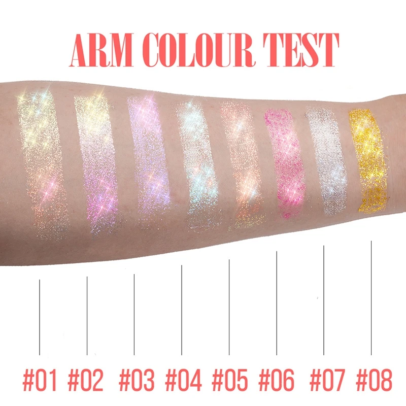 8 Farben rollende Pailletten Glitzer Gel Gesicht Körper Malerei Glanz flüssige Perle Glanz Lidschatten aufhellen Bühne Make-up Dekoration