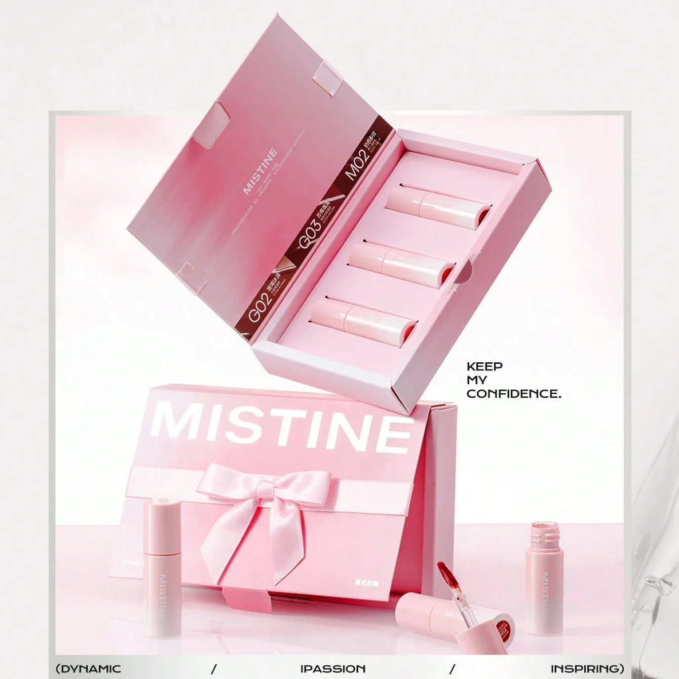 Mistine Mini Thai Latte Brillant à lèvres jute Jelly à lèvres hydratant infusé d'acide hyaluronique, Non collant léger 1gx3