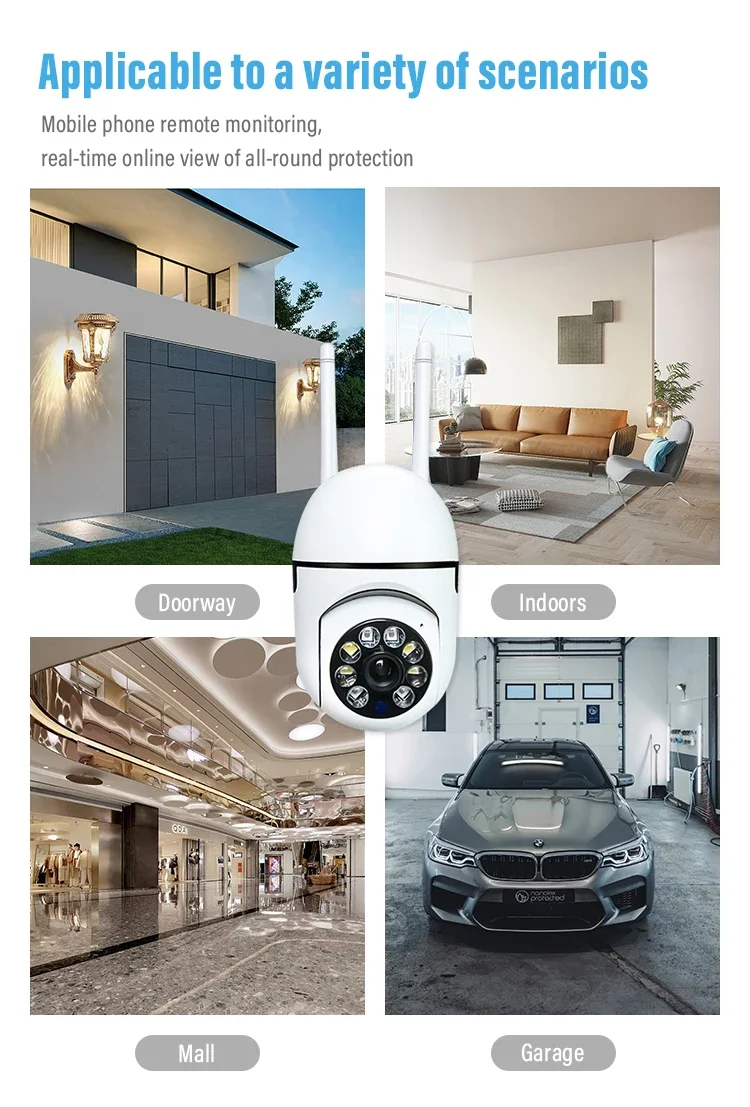 2MP واي فاي كاميرات مراقبة الأمن اللاسلكية اللون للرؤية الليلية في الهواء الطلق كاميرا المنزل الذكي CCTV HD كاميرا مراقبة IP66 Waterproo