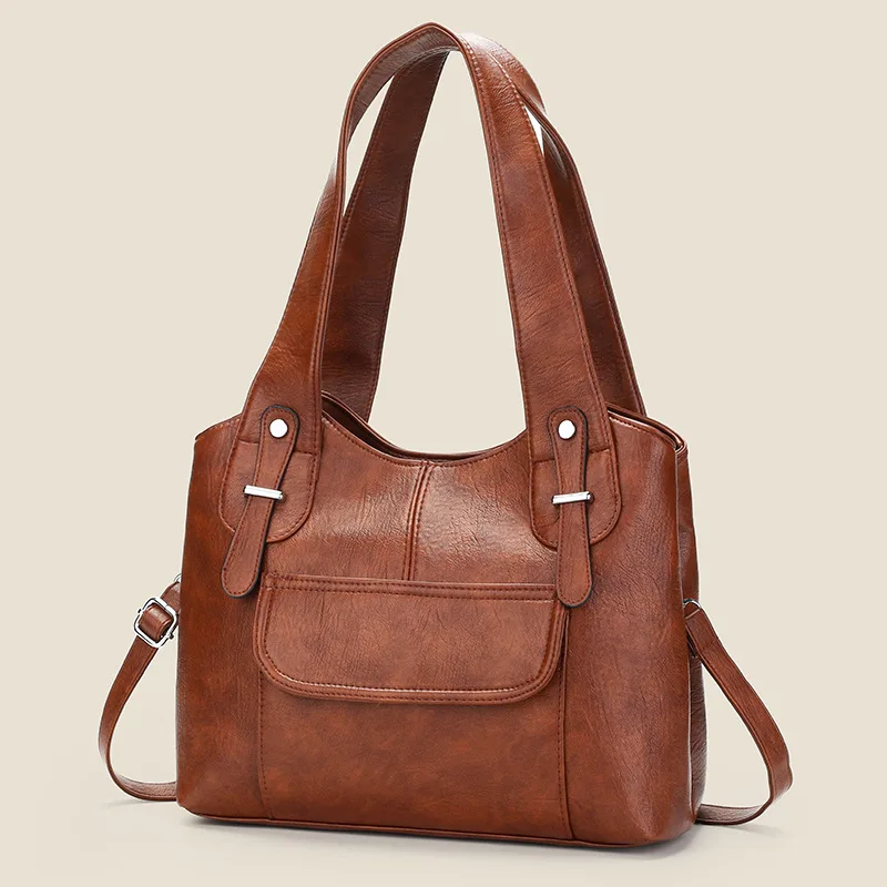 

2025 Soft Leather Shoulder Bag, Vintage Crossbody Purse for Mature Women, Casual Day to Night Tote, Minimalist Sling Bag