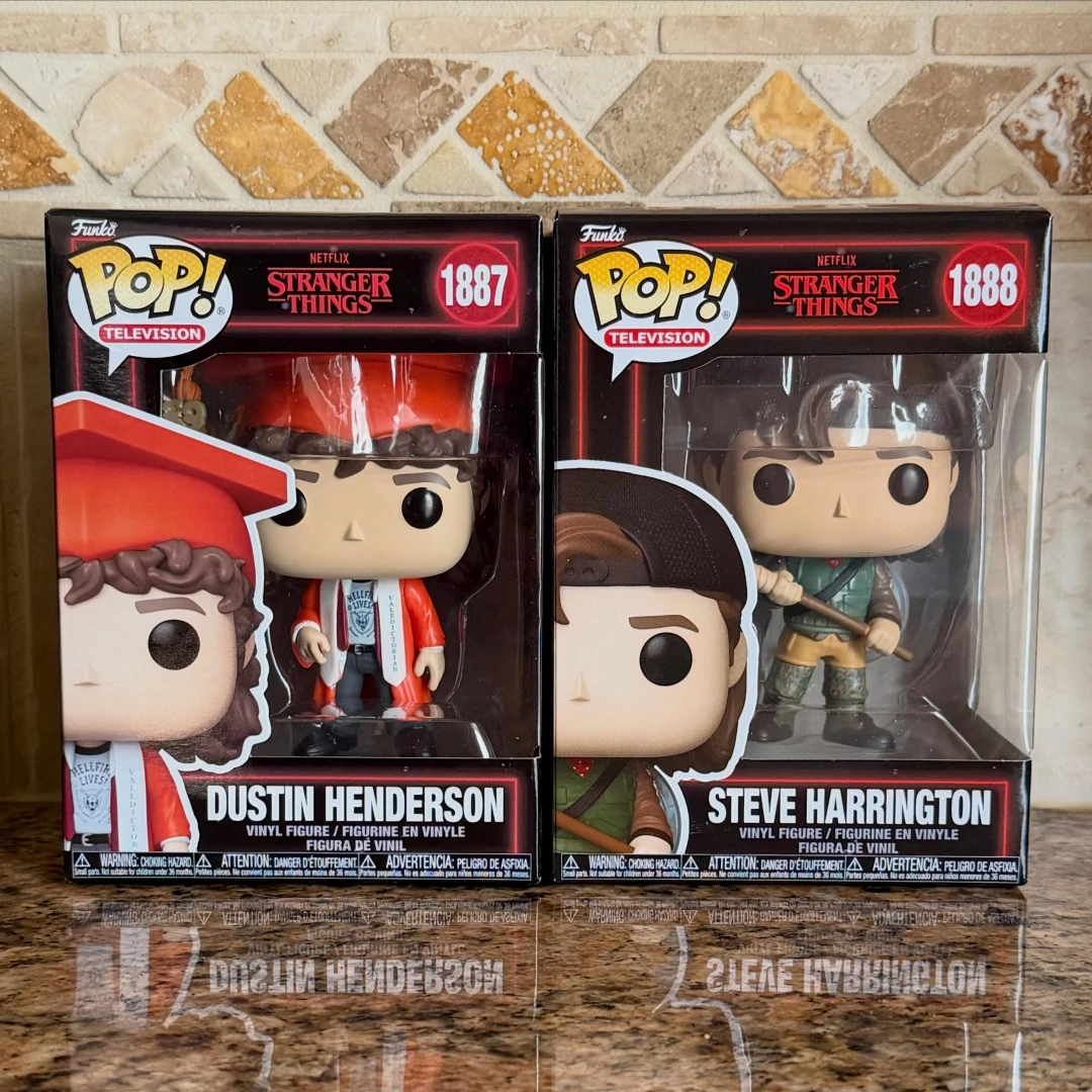 Funko Pop! Stranger Things 5 Figure Dustin Henderson Graduation＆Steve Harrington with Spear Vinyl Figures Official Licensed Toy