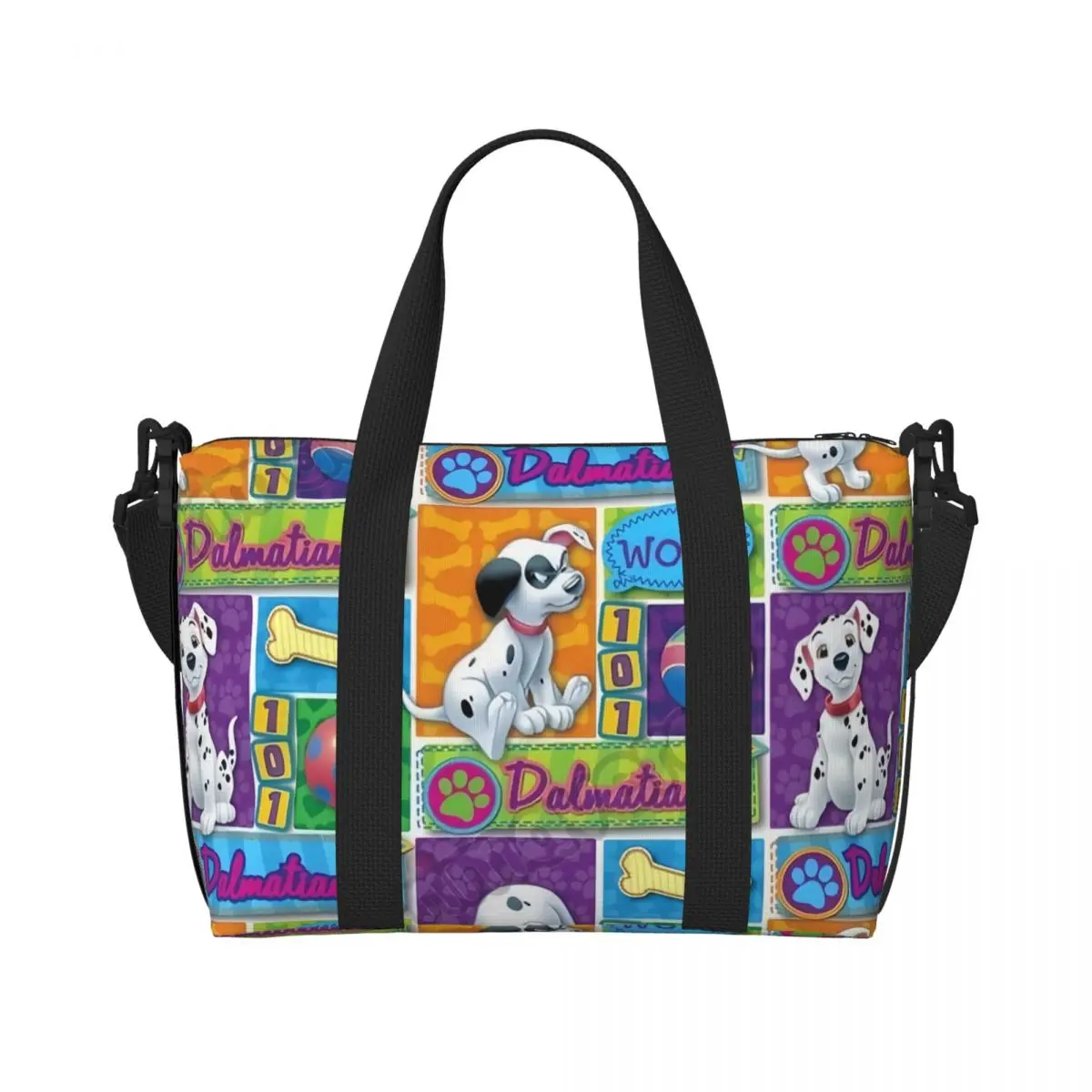 

Custom Animated One Hundred And One 101 Dalmatians Tote Bag Women Large Capacity Films Beach Gym Shoulder Travel Bag
