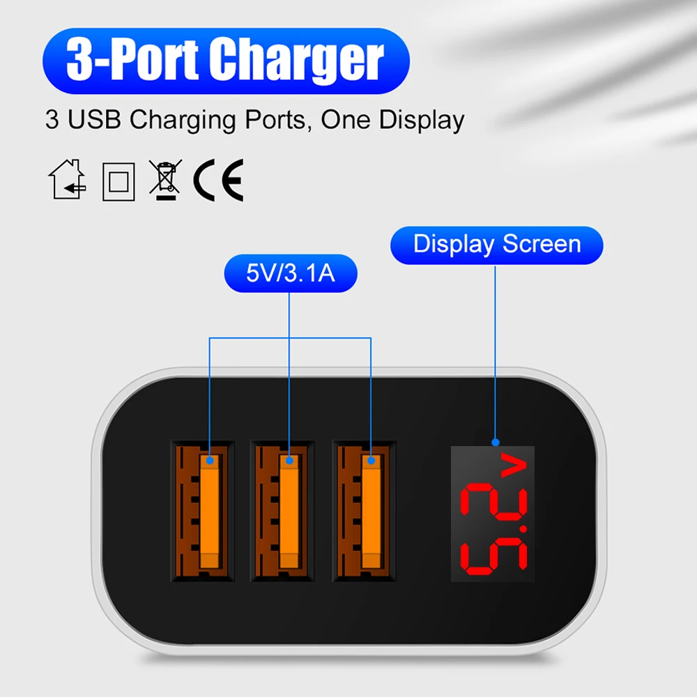 Quick Charge 3.0 4.0 USB Charger 3 Ports Mobile Phone Charger Wall Charger For iPhone 13 14 Samsung Xiaomi Fast Charging Adapter