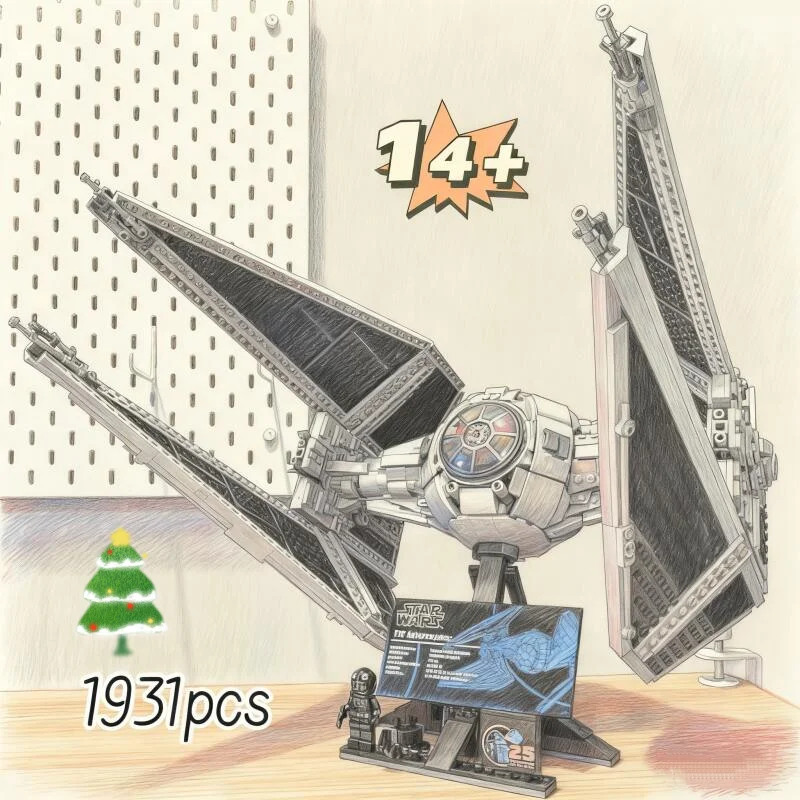

Classic character 1931pcs Spaceship MOC TIE Interceptors Building Blocks Modified from Imperial Fighters Bricks Toys Gift