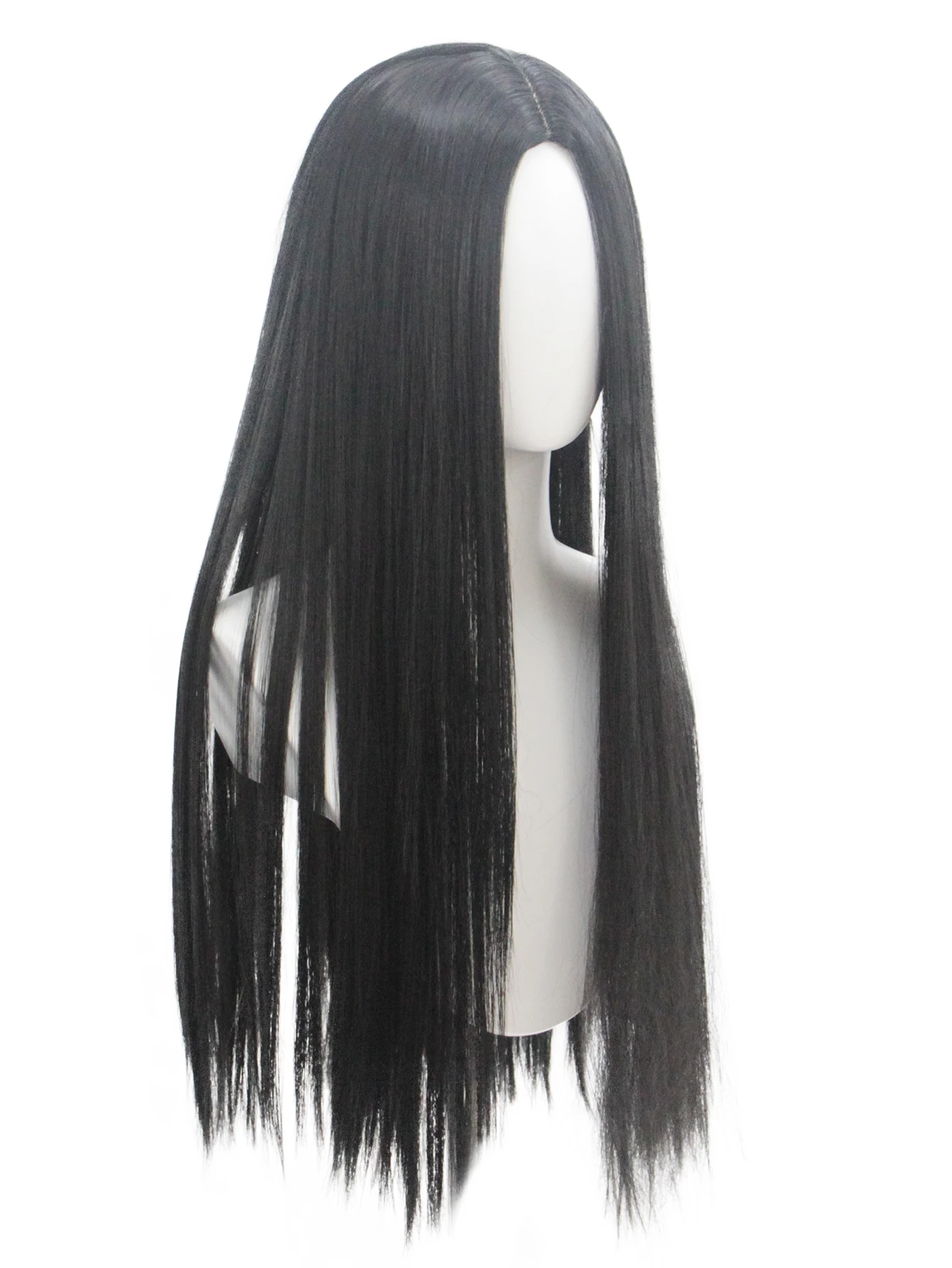 the Addams Family Movie Character Black Long Straight Synthetic Wig for Halloween Cosplay Wig Fit for Movie Show image 4