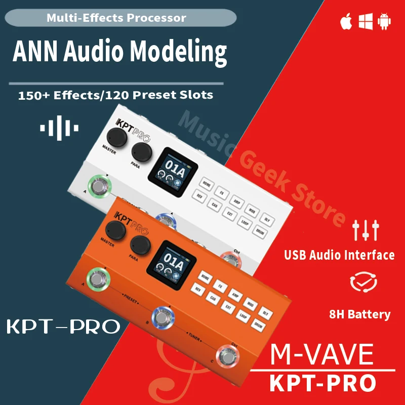 M-VAVE Yuimer KPT PRO Guitar/Bass Multi-Effects Processor, TANK-G Upgraded, Drum Machine, XLR Output, Bluetooth, Effector Pedal