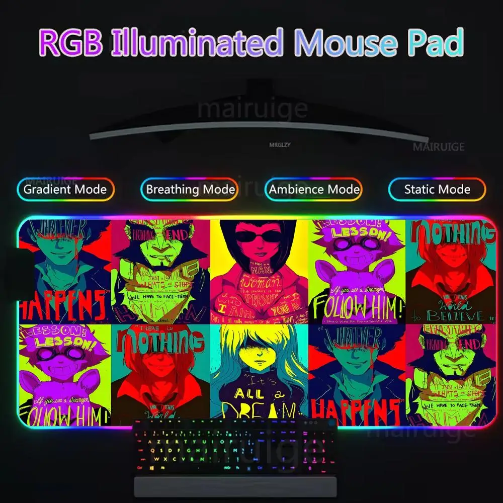 Cowboy Bebop Mouse Pad Gamer Rgb Desk Mat Back Light Led Mousepad Setup Gaming Accessories Deskmat Big Mousepepad Backlight