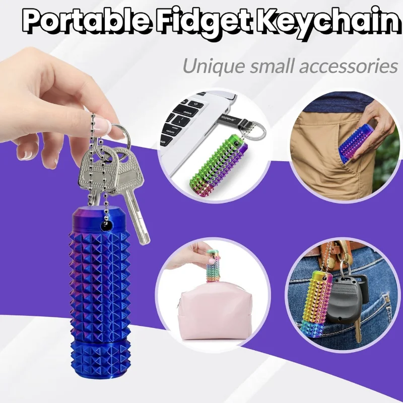1pcs Fidget Keychain 3D 인쇄 Spiky Grippie Stim 열쇠 고리 감압 데스크탑 장식품 스트레스 릴리프 참신 선물