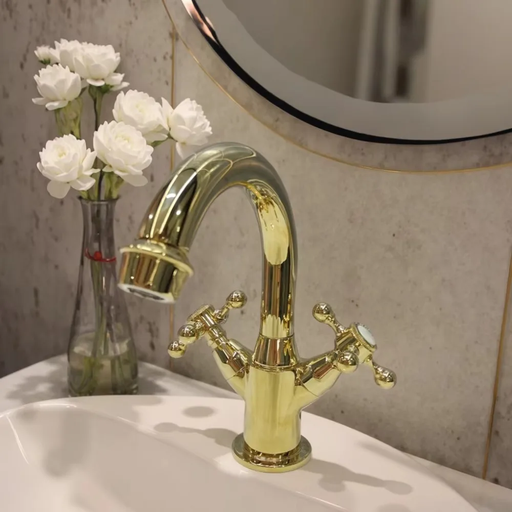 

Элитный классический смеситель для раковины из цельной латуни с двумя ручками, на одно отверстие, с гарантией 5 лет, защита от ожогов