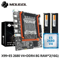 Kit de placa base para juegos MOUGOL X99 con Intel Xeon E5 2680 V4 y DDR4 8Gx2 2133MHz Dual Channel ECC RAM M.2 NVME para PC de escritorio