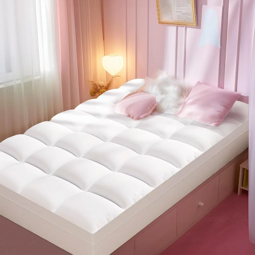 

Mattress Topper Twin XL - Mattress Pad for Back Pain Relief,Pillowtop Extra Long Twin Thick Mattress Pad,400TC Soft Cooling Qui