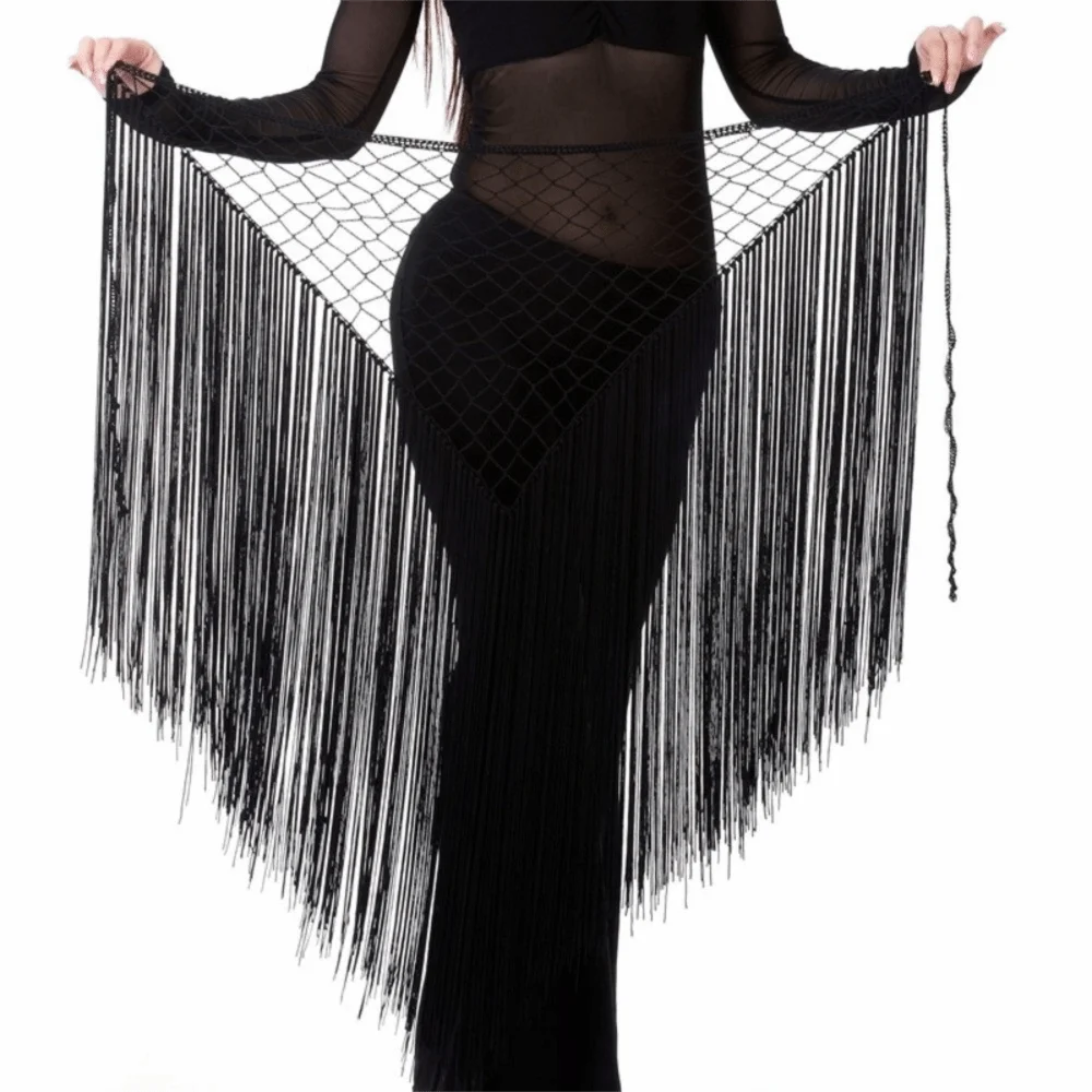 mesh-belly-dance-waist-chain-long-tassel-hollow-belly-dance-hip-scarf-handmade-triangle-belly-dance-waistband-dancer-accessories