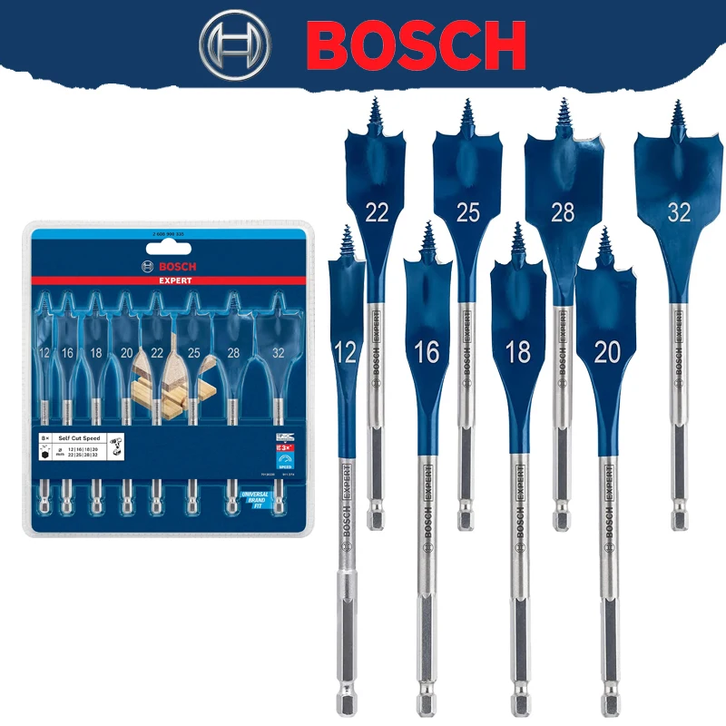 BOSCH 2608902111 Expert SelfCut Speed Spade Drill Bit Set 12-32mm 8-Piece النجارة الحفر تأثير الحفر ملحق #1