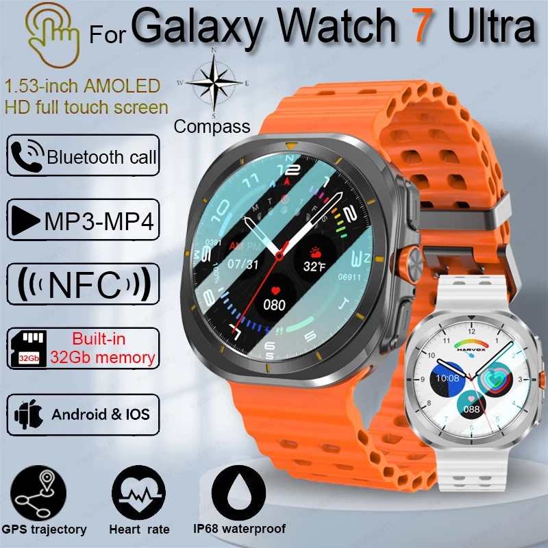 

2025New Galaxy Watch 7 Ultra Smart Watch Men 32GB Memory GPS NFC 1.5"AMOLED Screen Fitness Tracker Health Smartwatch For Samsung