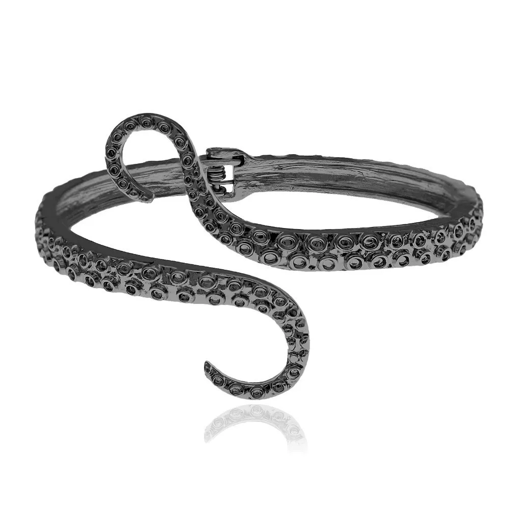 Vintage Octopus Gothic Bracelet Gold Silver Plated Antique Carve Cuff Bracelet Octopus Tentacles Gothic Bangle for Men