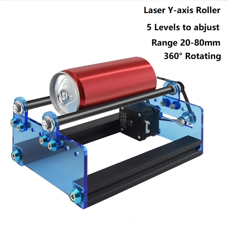 Rodillo láser eje Y para objetos cilíndricos 360 °   Giratorio para grabado de 20-80 mm de diámetro compatible con grabador láser TTS/TT