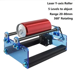 Laserowa rolka osi Y do obiektów cylindrycznych 360° °   Obrotowa dla średnicy grawerowania 20-80 mm kompatybilna z grawerem laserowym TTS/TT