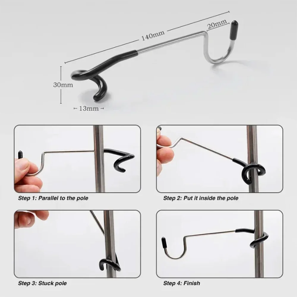 Camping Stainless Steel Lamp Holder Hook Portable Tent Pole Light Hanger Hunting Fishing Lantern Hanger Outdoor Camping Tools