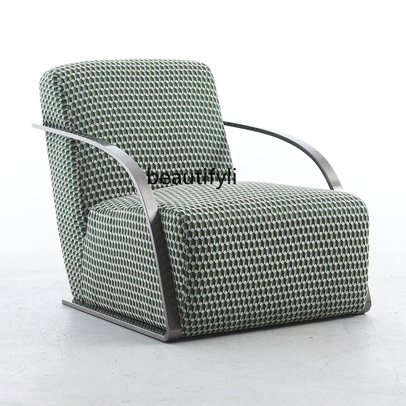 Living room Italian large flat layer designer minimalist single sofa chair  thousand bird grid fabric tiger chair leisure chair