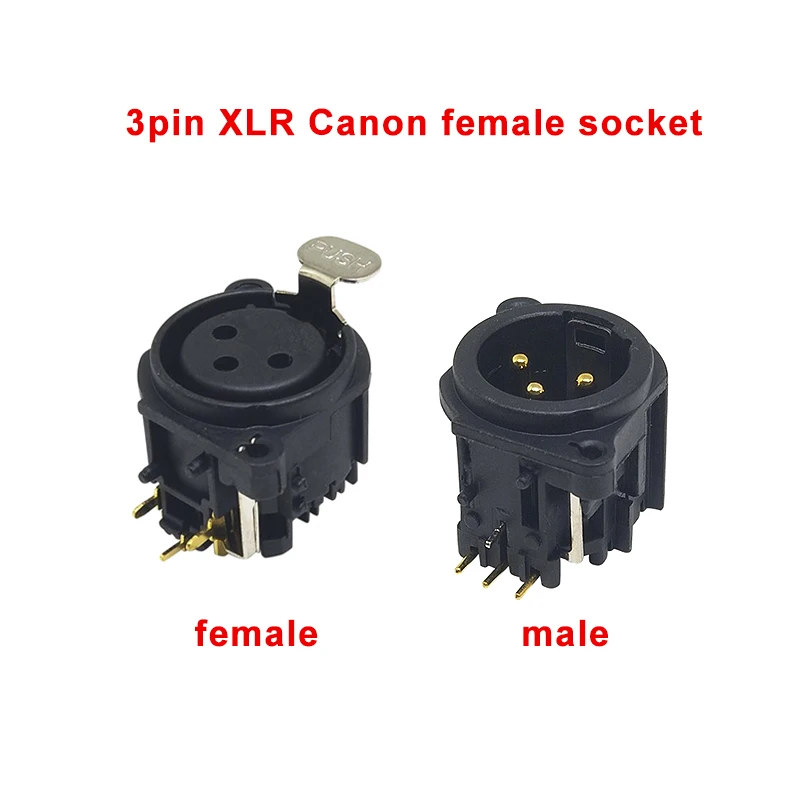 

2/5/10PCS 3pin XLR Canon female socket connector Panel Mount Mixer Microphone audio speakers plug adapter