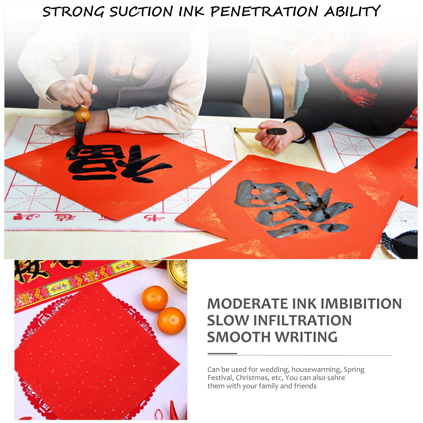 

40 Sheets Fu Character Paper Blank Xuan Red Rice DIY New Year Party Decoration Writing Fu Character Paper Party Supplies