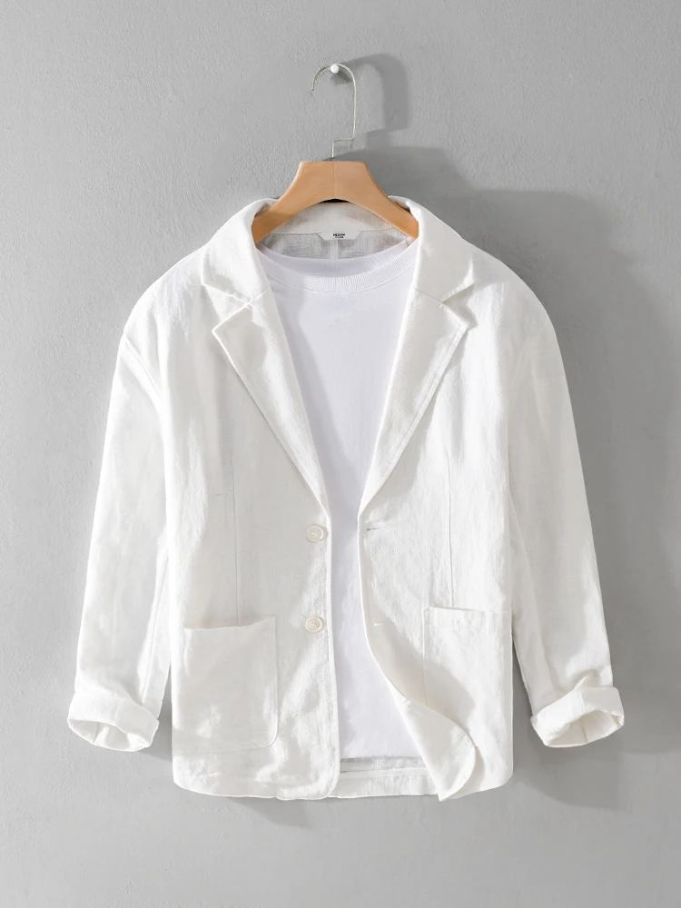 

Мужской повседневный льняной костюм с длинными рукавами, весна-осень, свободный крой, простой дизайн, удобный, дышащий, городской стиль