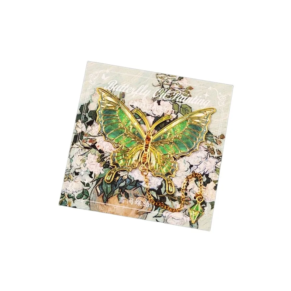 

Colorful Butterfly Bookmark With Chain Pendant Decorative Bronzing Bookmark Stationery Metal Chain Bookmark