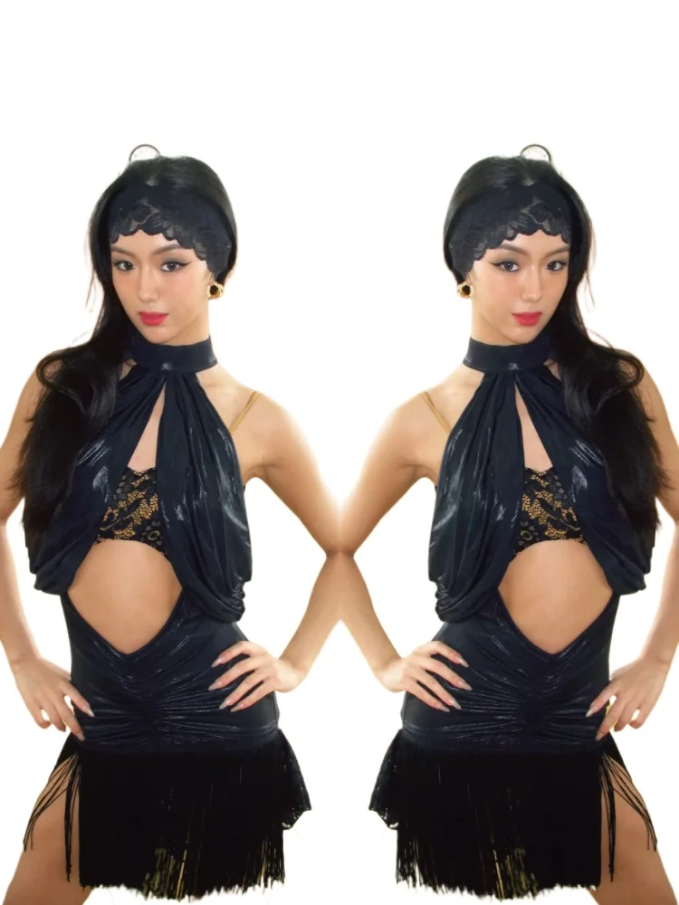 

MZDance Women's Backless Tassel Bodycon Latin Dance Dress,Cha Cha Samba Training Performance Costume