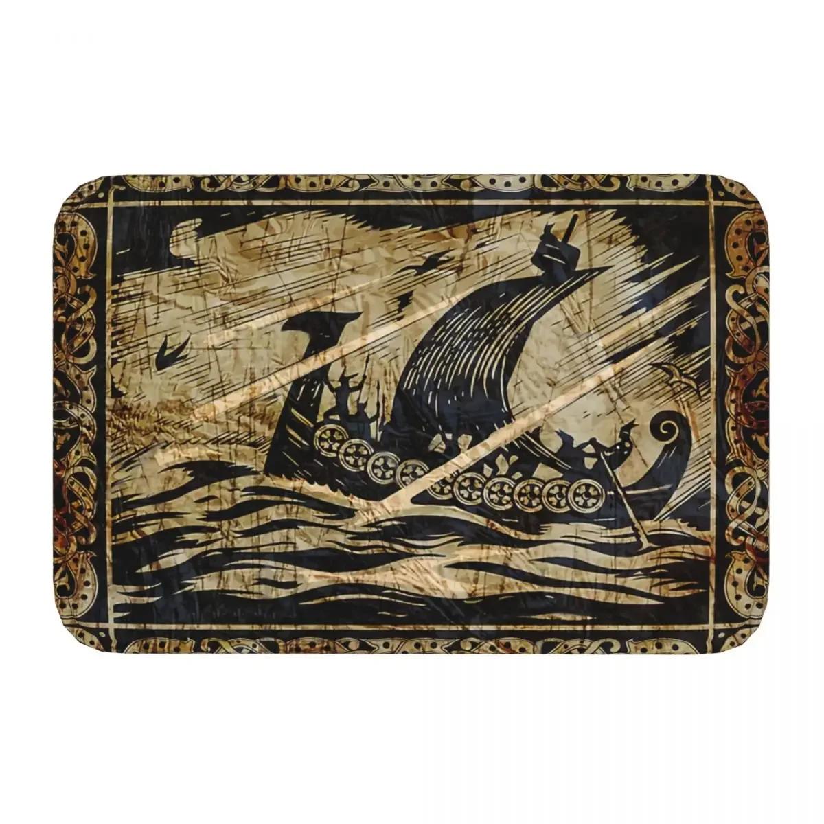 Non-slip Rug Doormat Bath Mat Long Voyage Viking Floor Carpet Entrance Door Decor