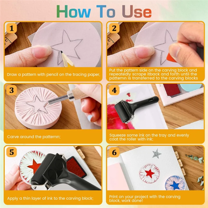 

22Pcs Rubber Stamp Making Kit Carving Block Stamp Making Kit, Linoleum Cutter For DIY Stamp Carving Craft