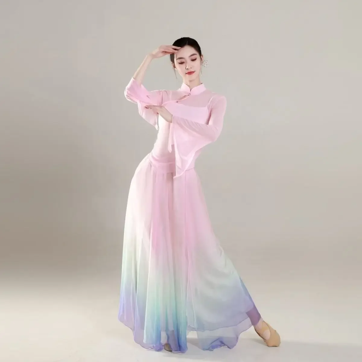 

Female Body Rhyme Elegant Top + Chinese Dance Skirt Performance Costume Stage Clothes Adult Classic Ancient Chinese Dance Outfit