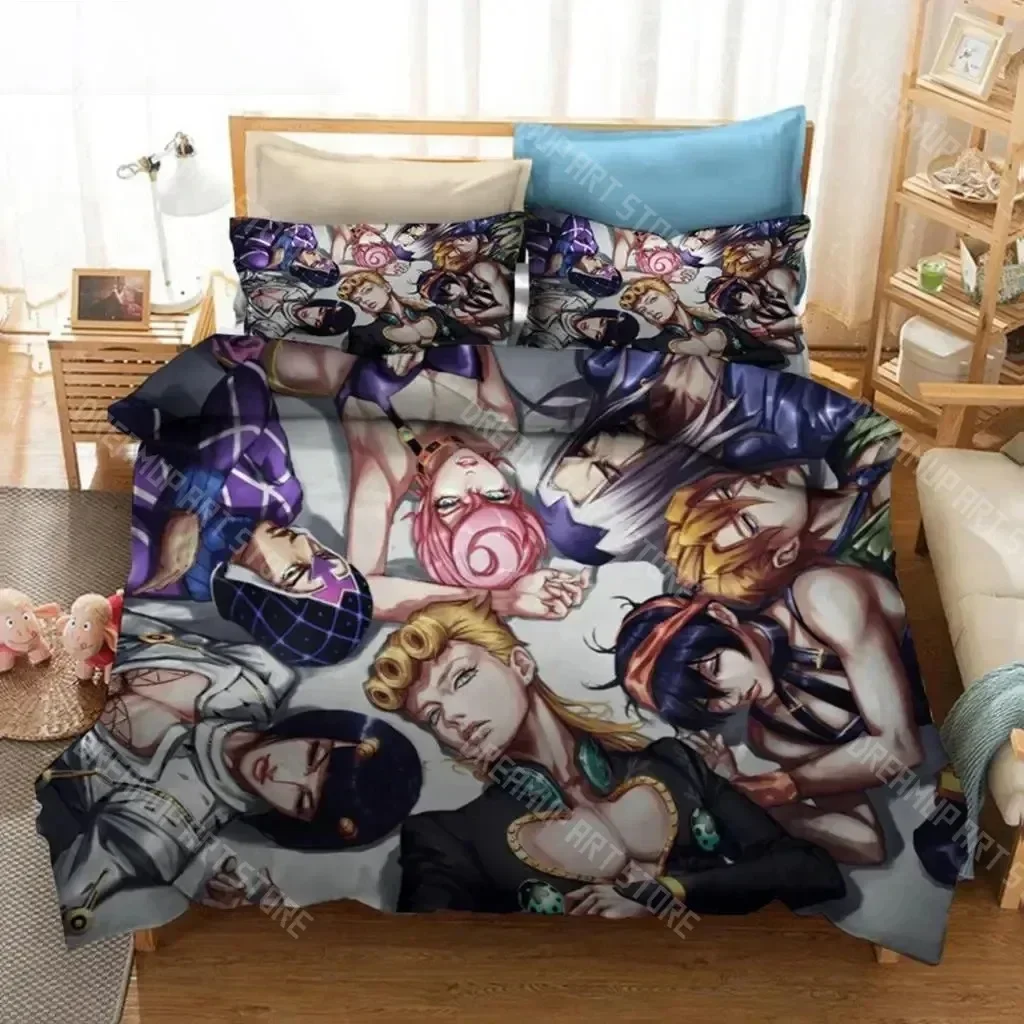 Exquisite 3D Print JoJo Bizarre Adventure Jotaro Kujo Bedding Set Boys Girls Twin Queen Size Duvet Cover Pillowcase Bed Kids Ad