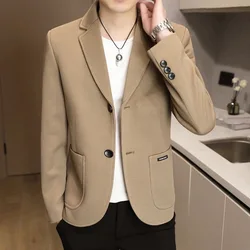 167 Men's Khaki Suit Jacket Korean Style Slim Fit Trendy Men's Suit Jacket