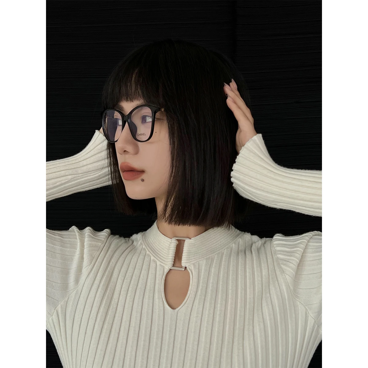 

Metallic Knitted Slim Fit Sweater with Stand Collar Inner Wear for Women Early Spring Autumn Winter Color Commute Sle