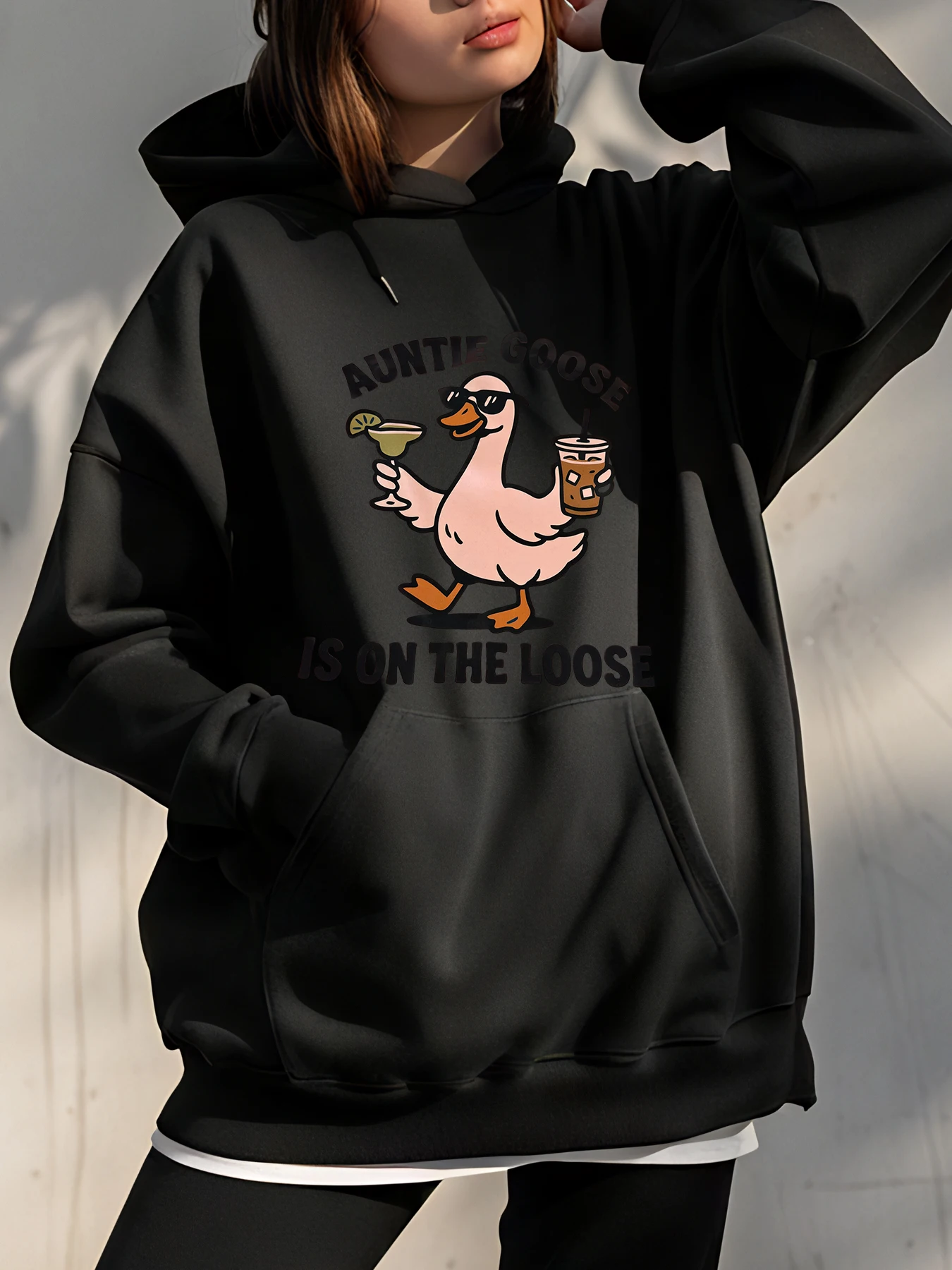 

Толстовка с рисунком Auntie Goose on the Loose Duck, повседневная уличная одежда, женская модная одежда в городском стиле