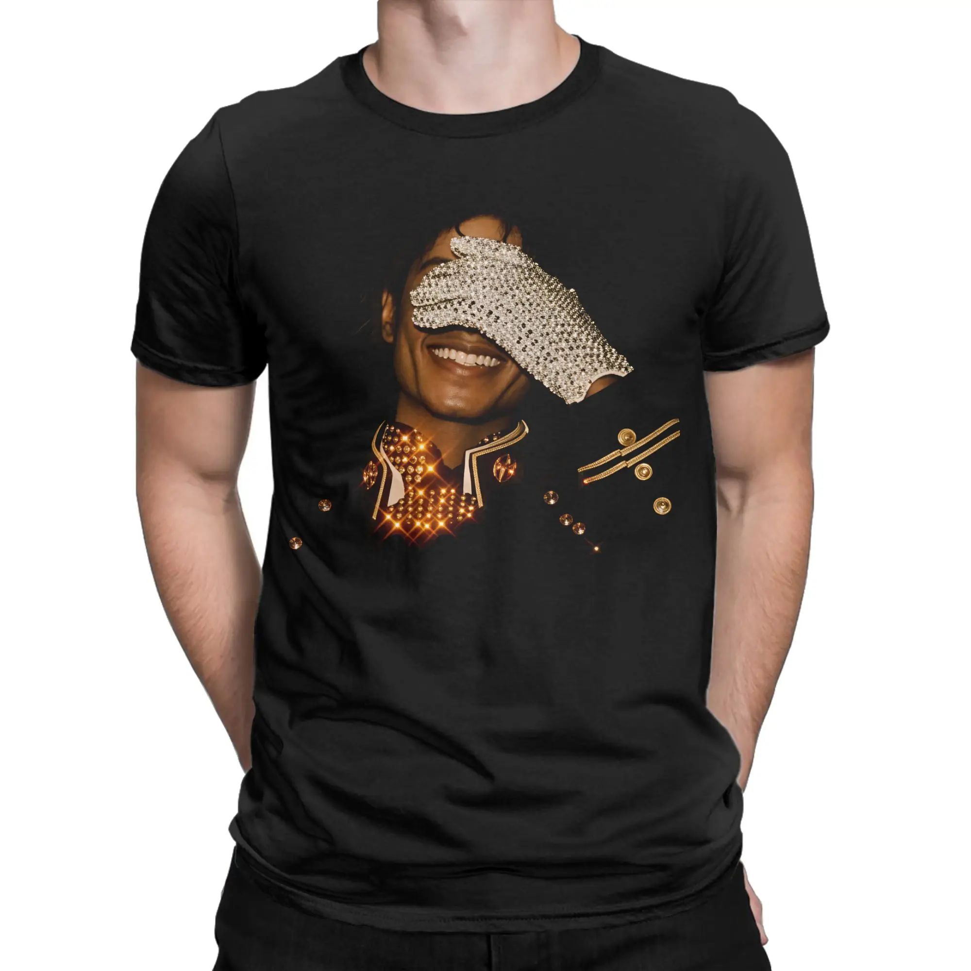 Funny MJ Michael Jackson  T-Shirts for Men Round Neck Pure Cotton T Shirt  Short Sleeve Tee Shirt Plus Size Tops