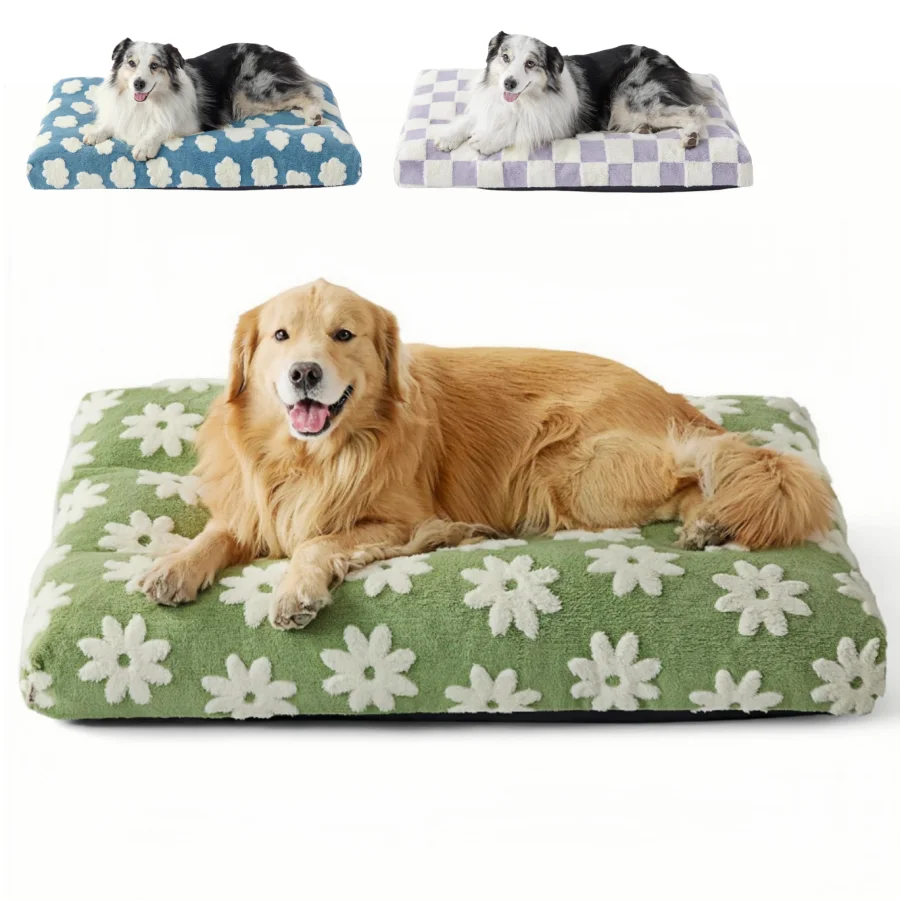 

Medium Large Size Dog Beds Dog Bed Indoor with Removable Cover Calming Pet Beds Washable Modern Fuzzy Plush & Anti Slip Bottom