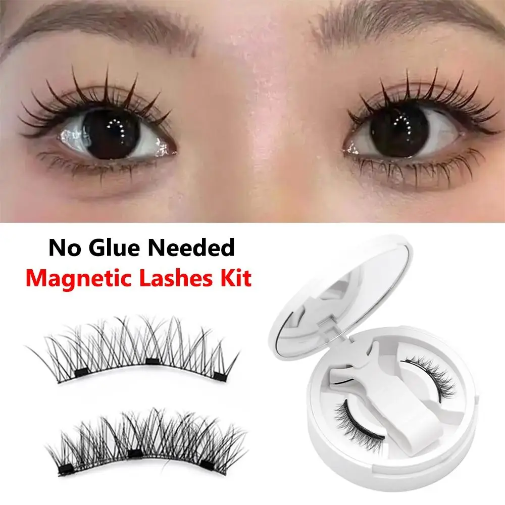 No Glue Needed Magnetic Eyelashes with Applicator Reusable Fox Eye Magnetic Lashes Kit Natural Look DIY Lash Extensions
