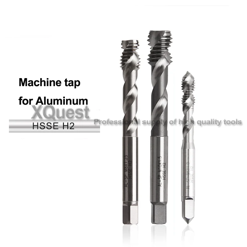 XQuest HSSE Spiral Fluted taps M3 M4 M5 M6 Machine Right Hand screw Cutting tap M8 M10 M12 for Aluminum die-cast aluminum