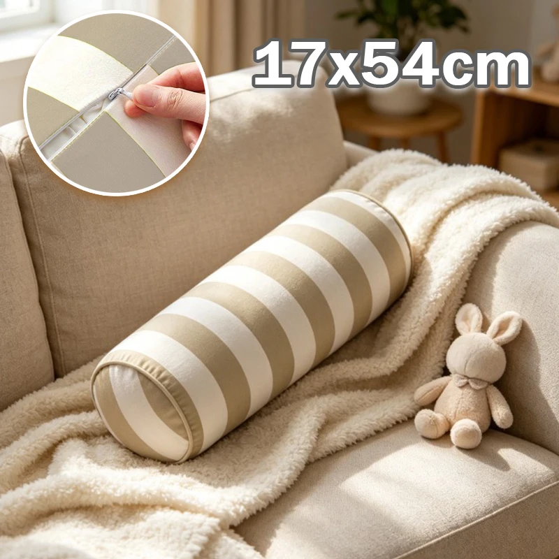 

Soft 17x54cm Round Neck Roll Pillow Washable Cylindrical Bolster PP Cotton Filled Cushion for Neck Pain Relief Cervical Support