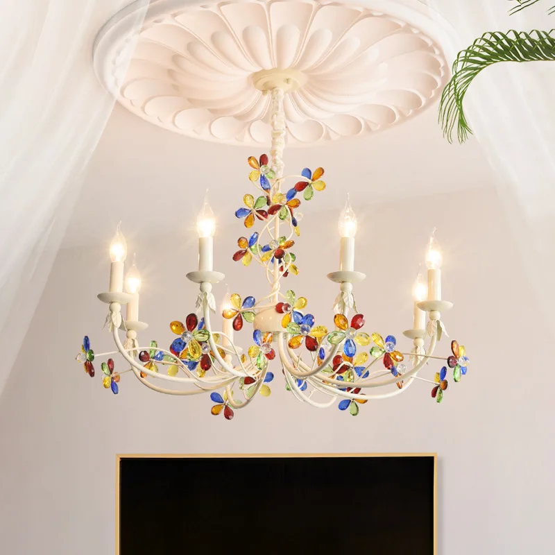 

French Cream Wind Living Room Chandelier Color Dopamine Design Dining Room Crystal Light Creative Luxury Bedroom Light