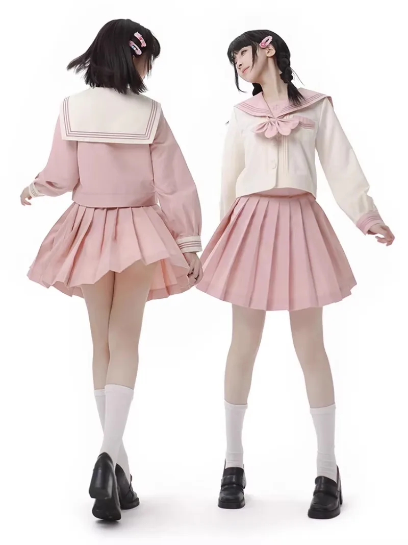 Japanese Original Spring and Summer Genuine JK Uniform Sailor Uniform Student School Uniform Pleated Skirt Suit For Female