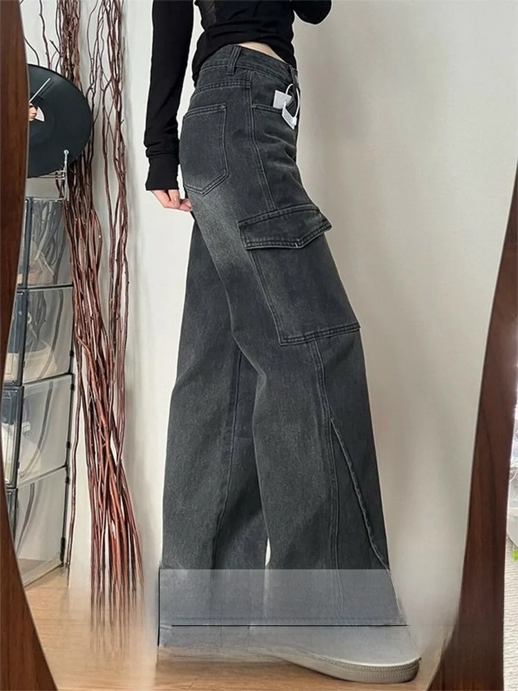 

Джинсы женские прямые с высокой талией, осенне-зимние, новые, в стиле High Street, широкие, из денима, в стиле Ins Bla ey